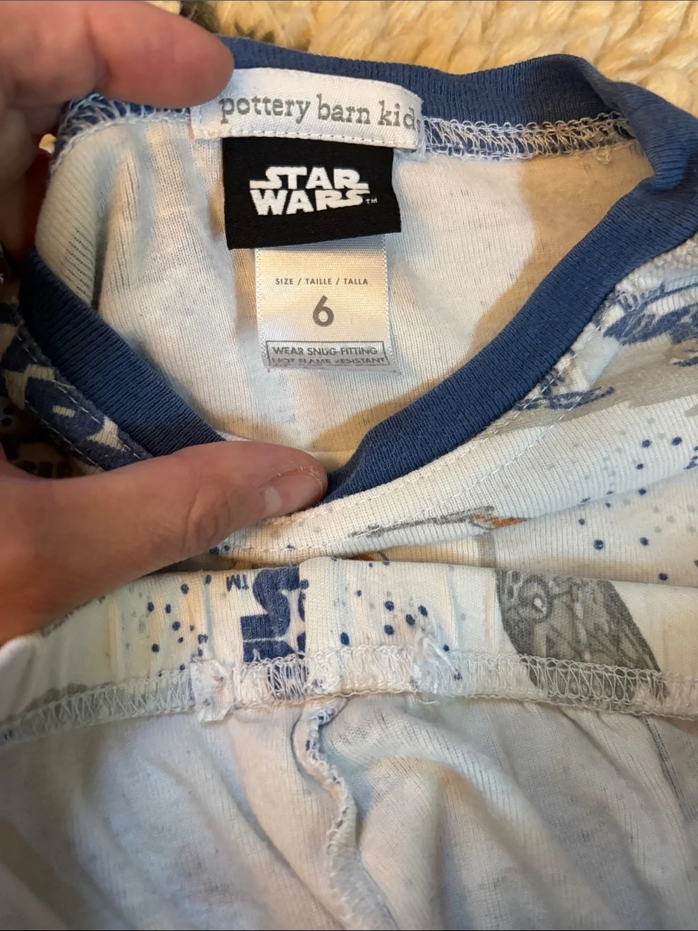 Star Wars White and Blue Kids Pajama Set with Character Prints